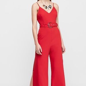 Express Belted Split Wide Leg Jumpsuit